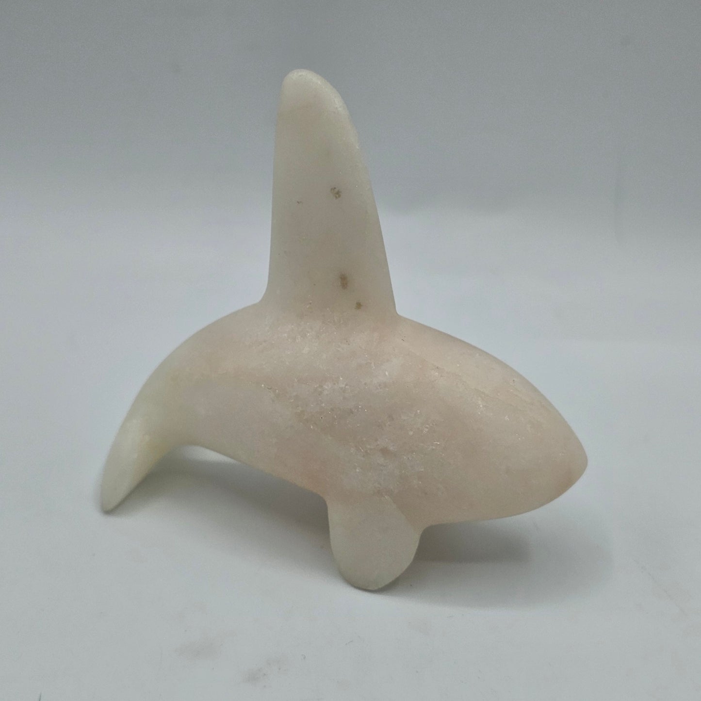 Red Sky Studios Polished Pink Stone Killer Whale Native American Fetish Figurine - Signed, 2005