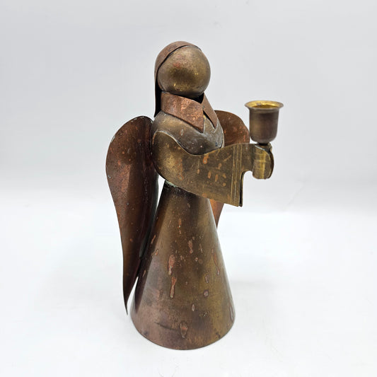 Small Brass Angel Taper Candlestick with Small Cup