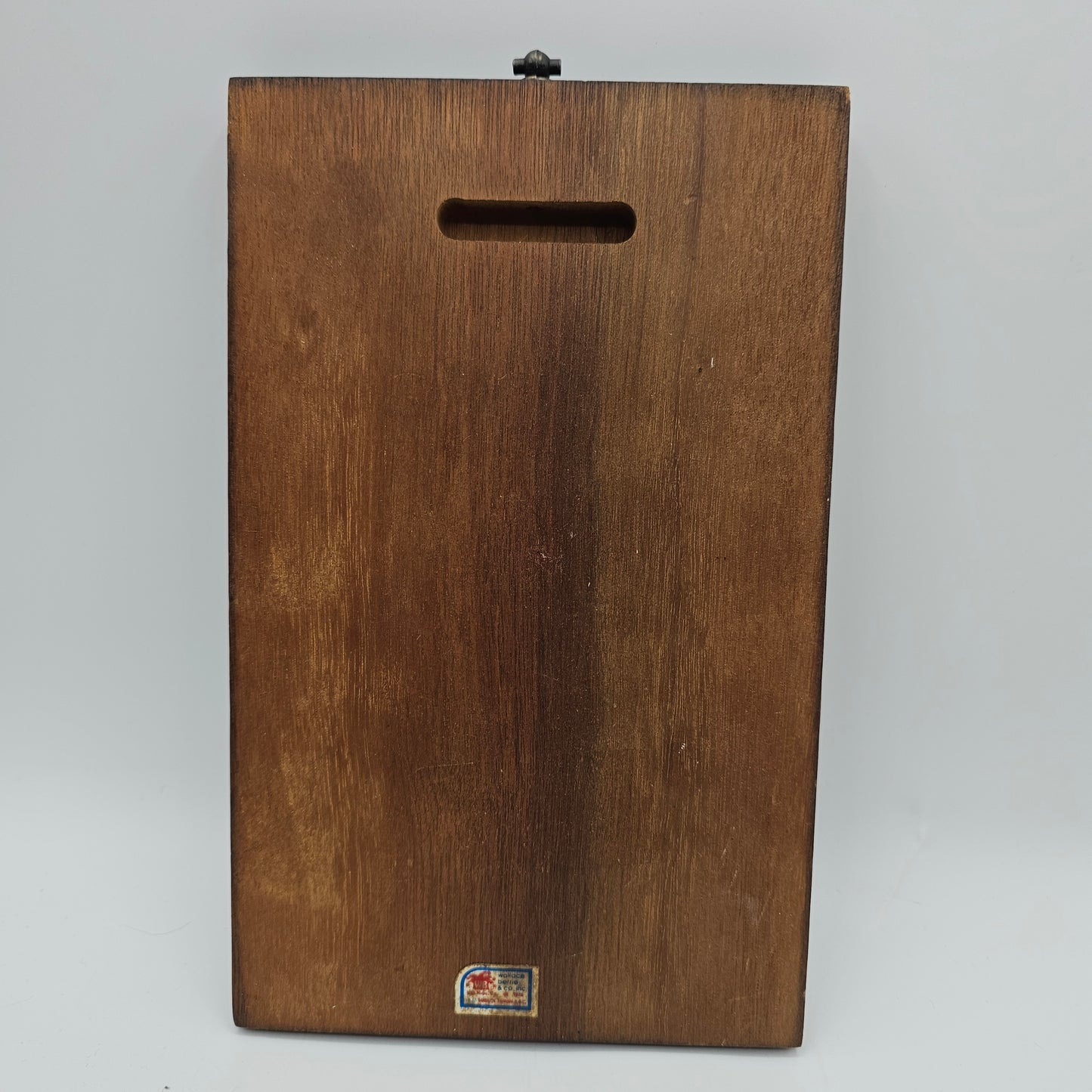 Vintage Inlaid Leather and Wood Wall Plaque