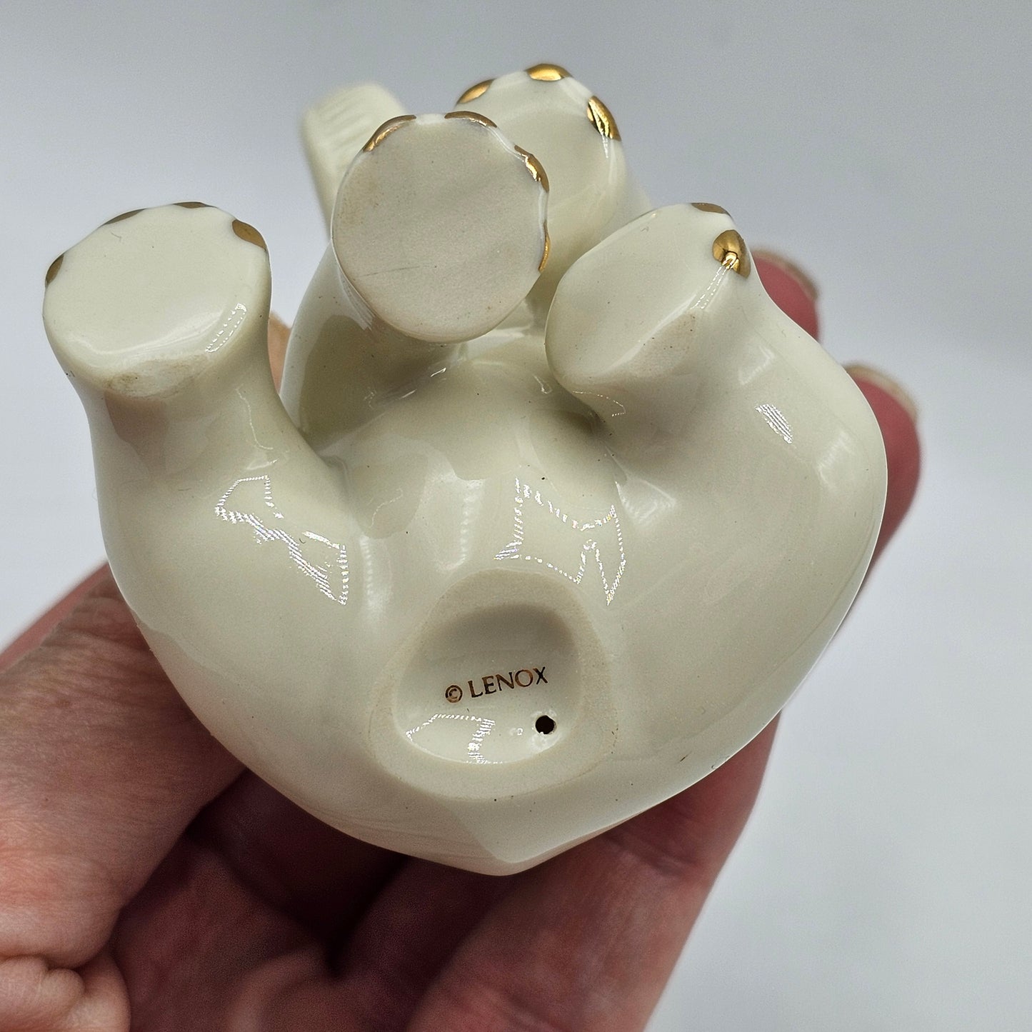 Lenox Sitting Baby Elephant Porcelain Figurine with 24K Gold Accents