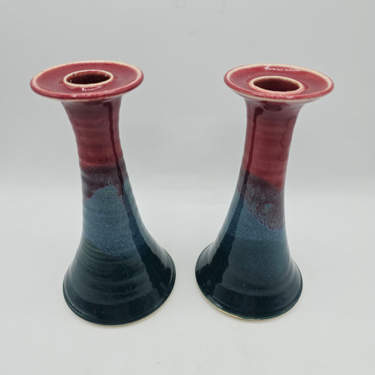 Artisan Pottery Taper Candlesticks / Bud Vases by Cady Clay Works