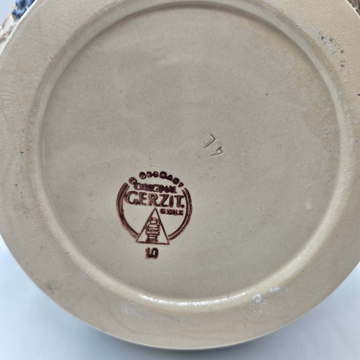 Vintage Gerz Gerzit German Rumtopf Stoneware Punch Bowl / Planter with Relief Rhine Castles