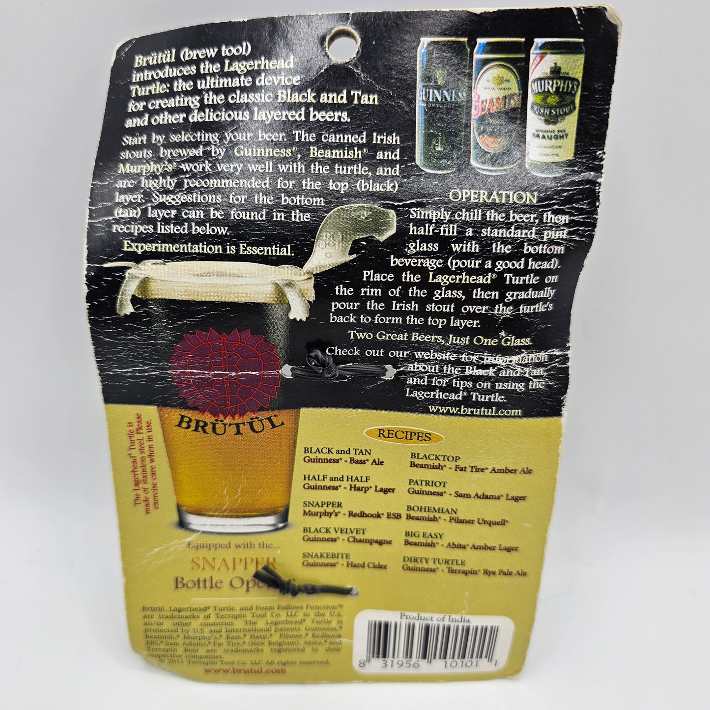 Lagerhead Black and Tan Turtle with Snapper Bottle Opener