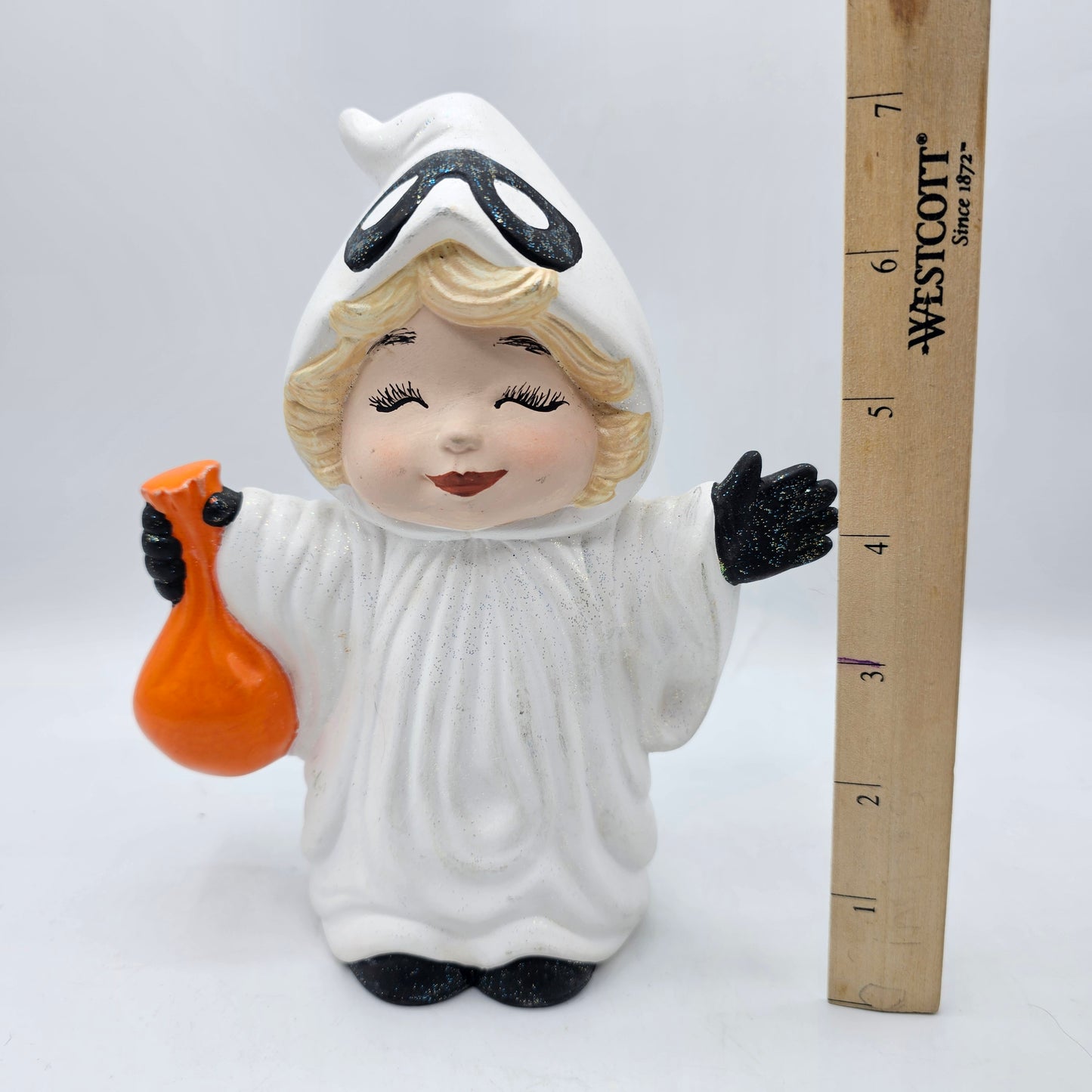 Vintage Hand Painted Ceramic Mold Ghost Costume Girl Figurine