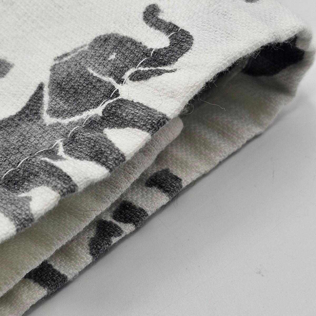 Stamped Gray Elephants Terry Cloth Tea Towel