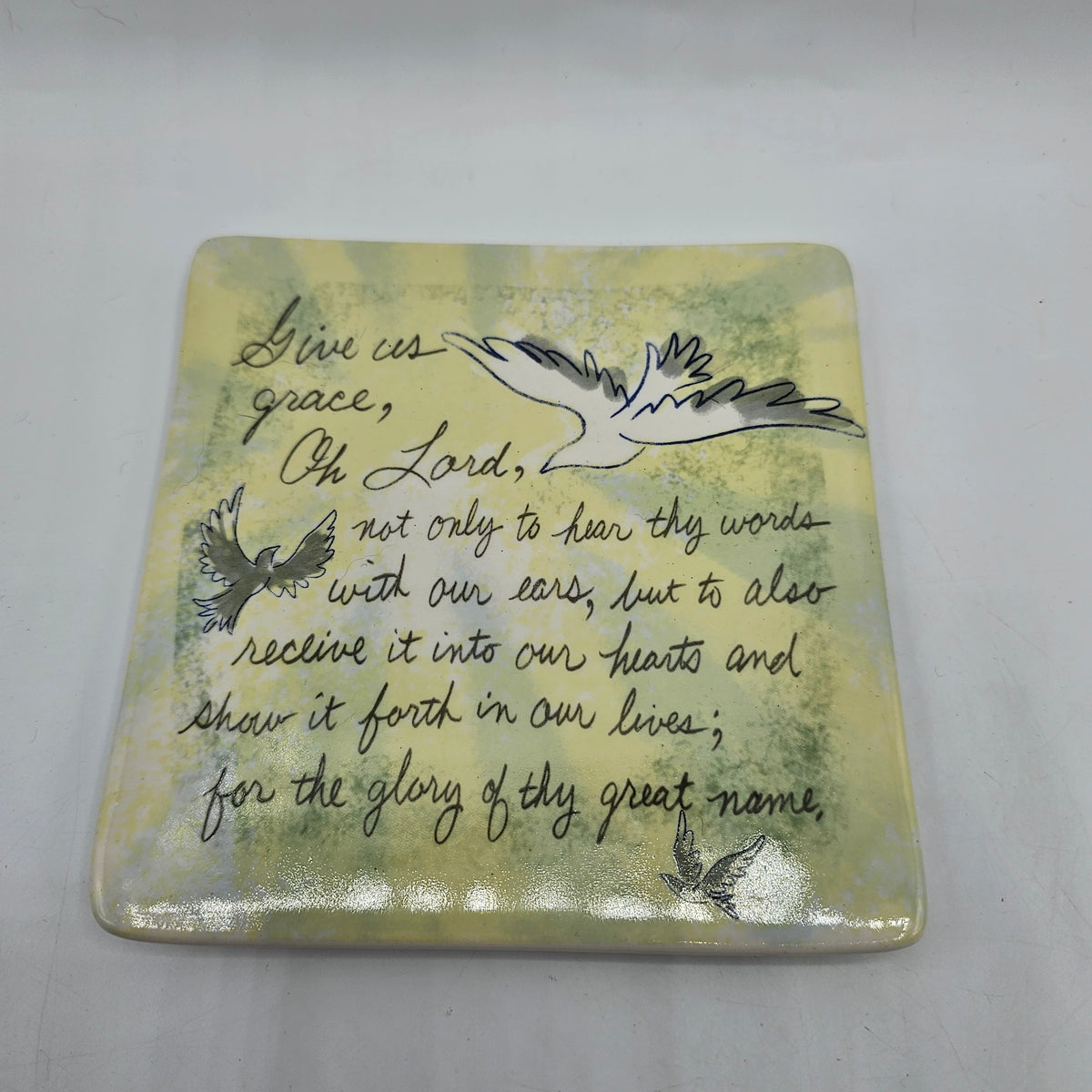 Inspirational Ceramic Trinket Dish / Tray with Dove Birds