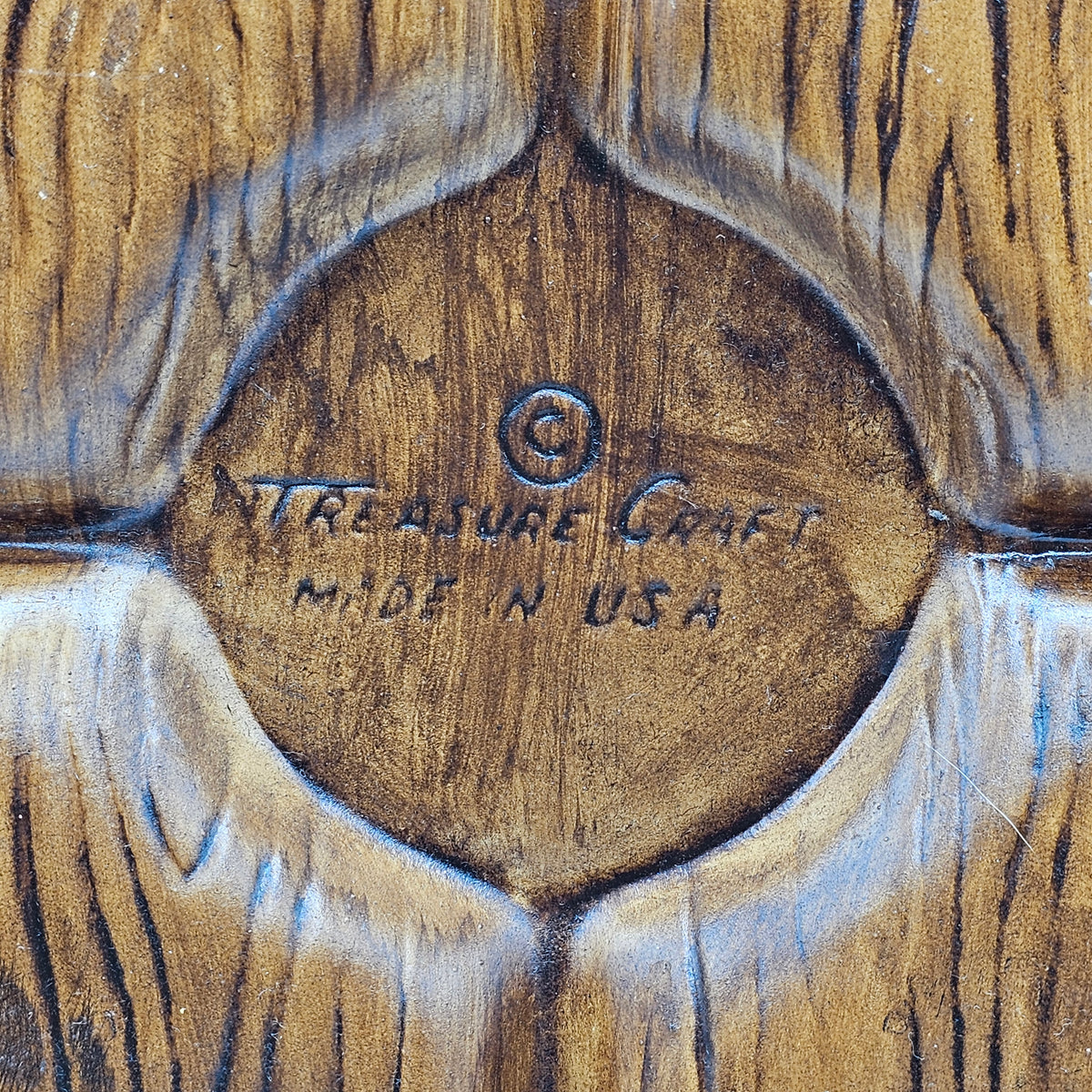 Treasure Craft Vintage Divided Ceramic Serving Tray with Grape Motif and Yellow Drip Glaze