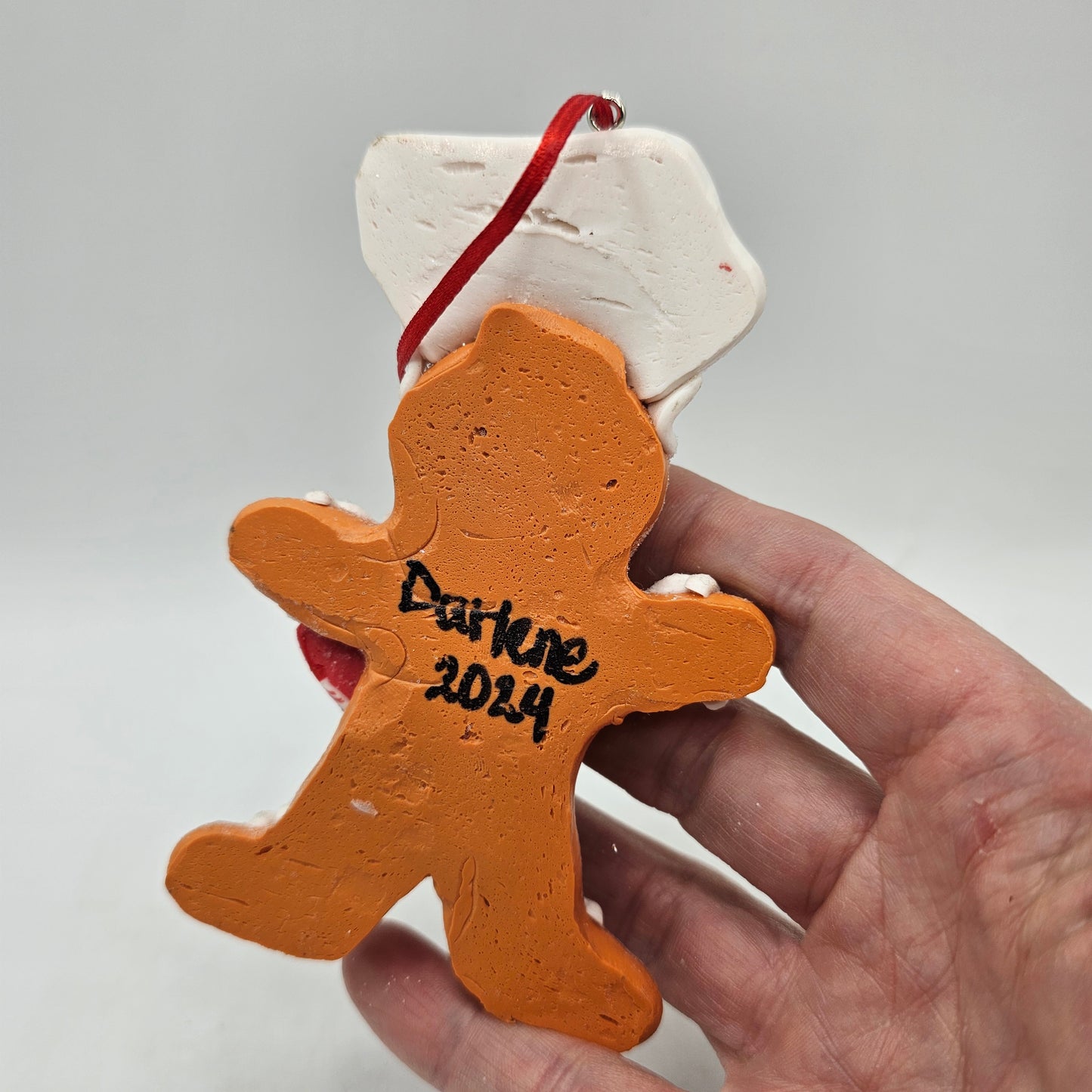 Resin Gingerbread Man Chef with Candy Cane Rolling Pin Christmas Tree Ornament