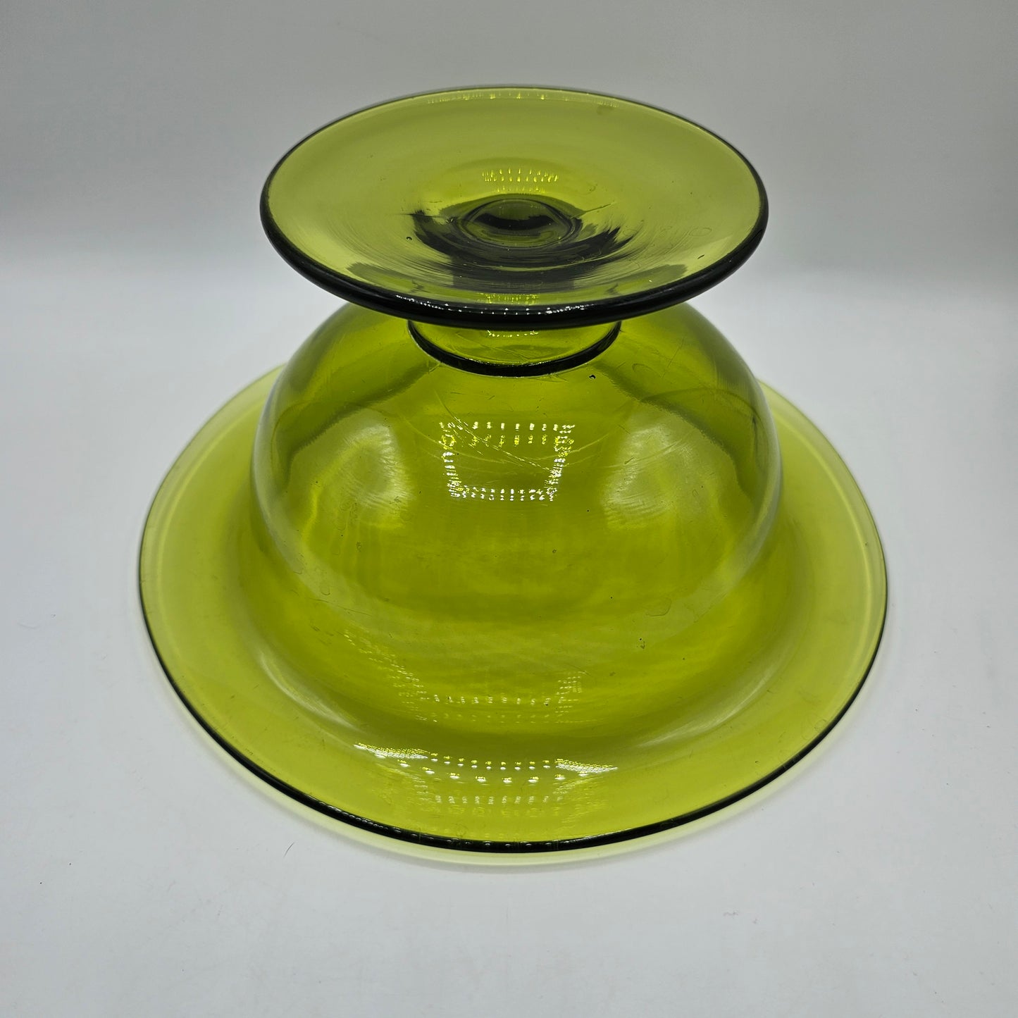 Vintage Indiana Glass Green Footed Pedestal Bowl