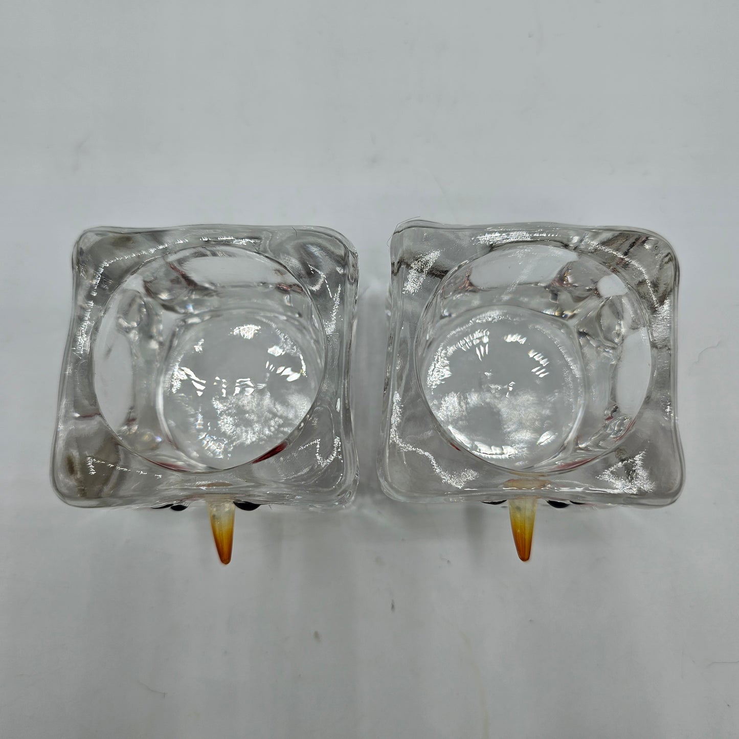 Glass Snowman Votive or Tealight Candle Holders - Set of 2