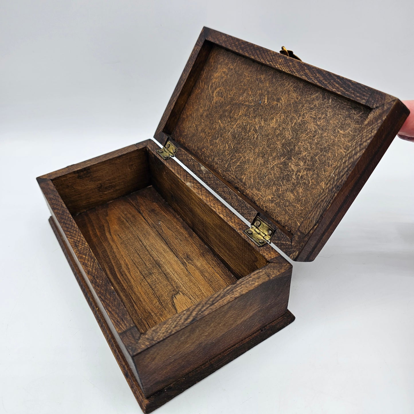 Hinged Wooden Stash Box with Moon and Stars Tiles