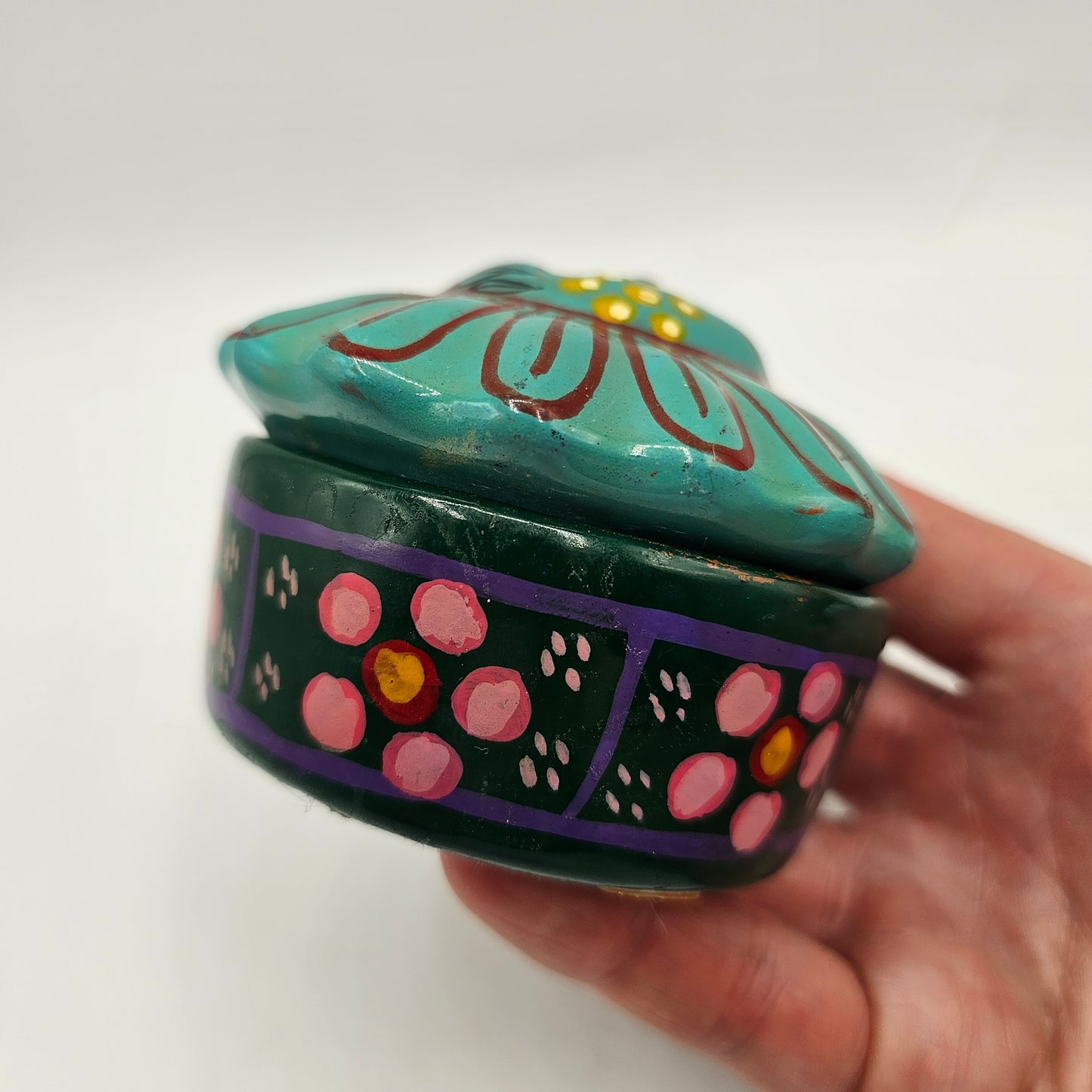 Talavera Mexican Pottery Trinket Box with Sun