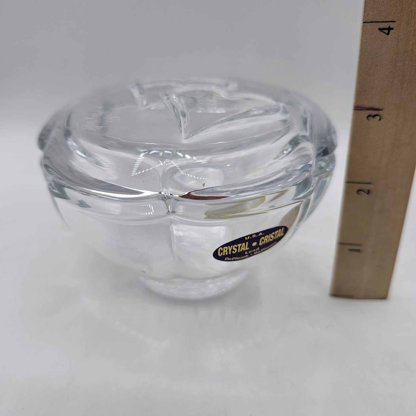 Lead Crystal Double Heart Lidded Trinket Box by DePlomb