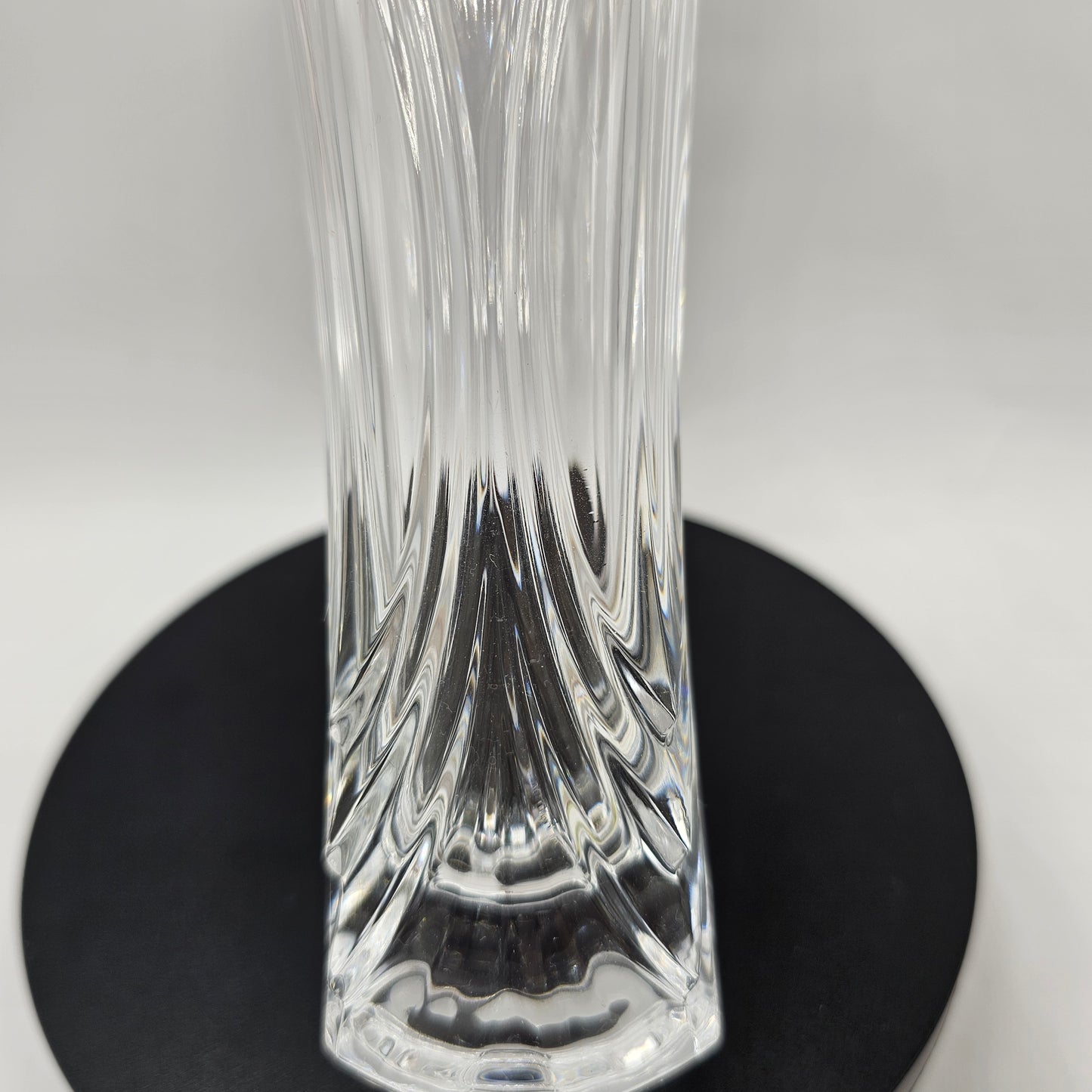 Crystal Bud Vase with Pulled Curtain Design and Flared Top