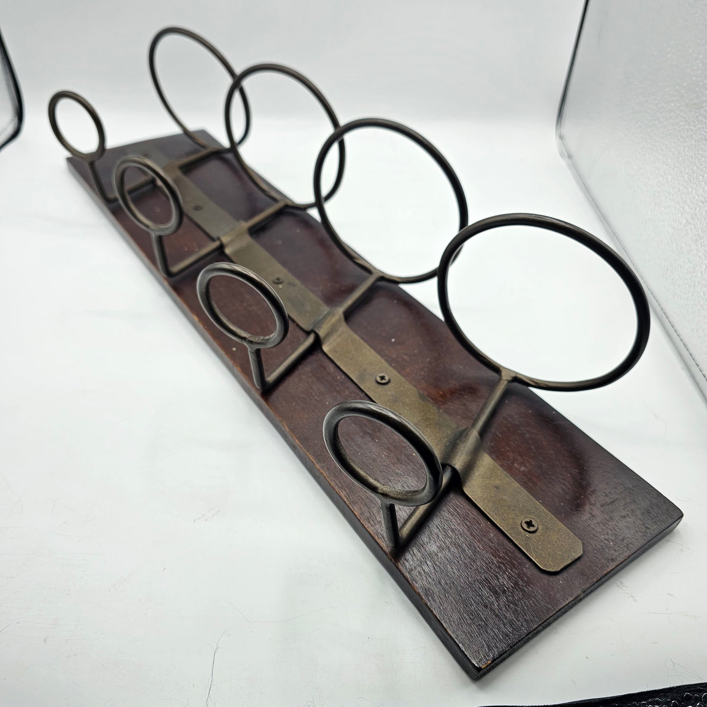 Wood and Metal Wall Mounted 4 Bottle Wine Rack