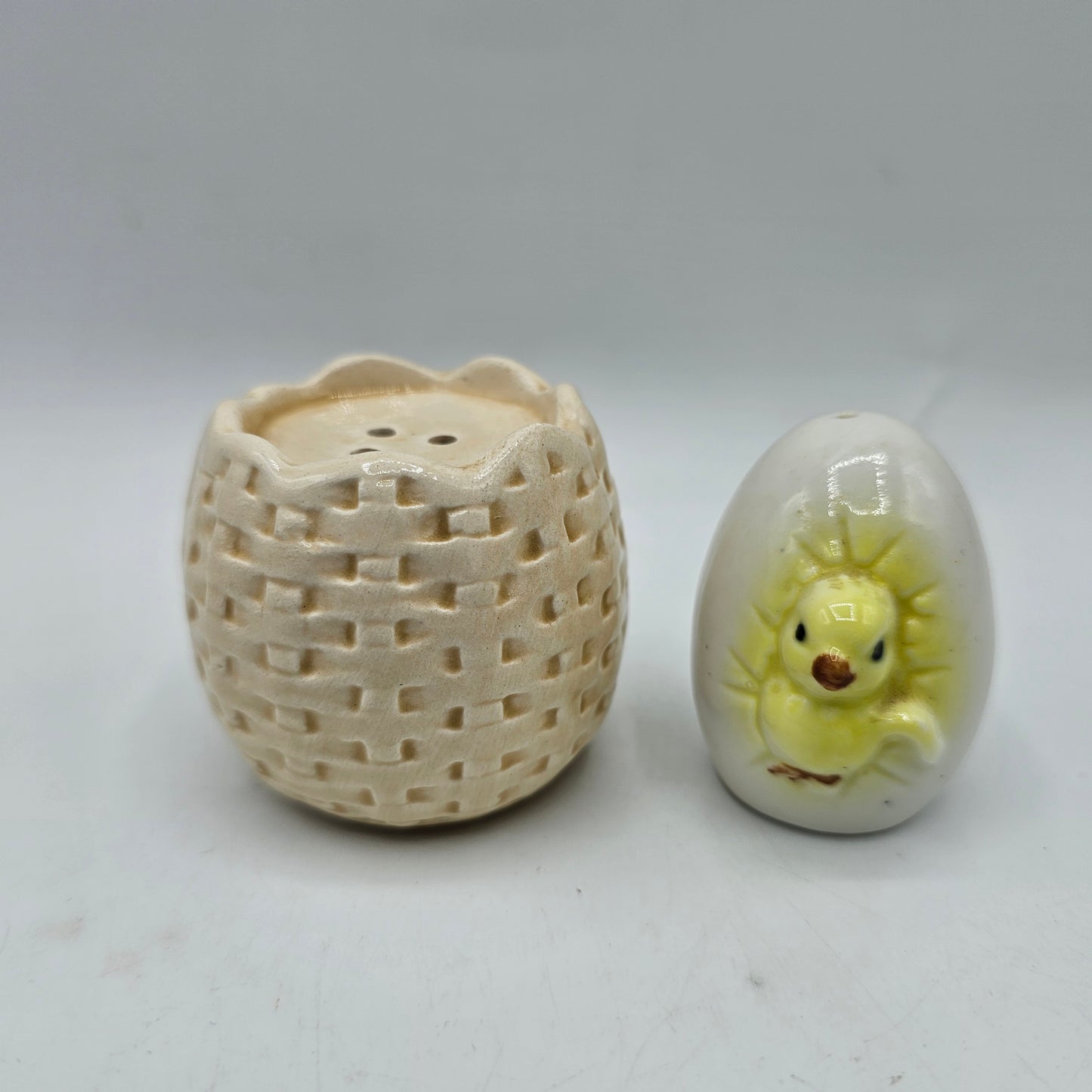 Hatching Chick, Egg and Basket Salt and Pepper Shakers