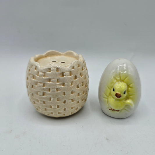 Hatching Chick, Egg and Basket Salt and Pepper Shakers