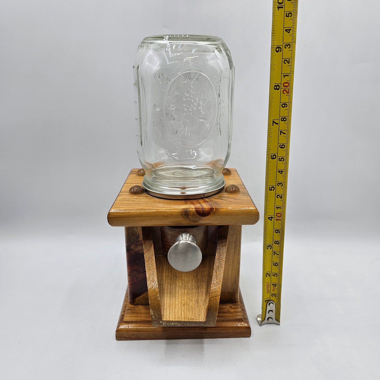 Vintage Handmade Jar and Wood Candy or Nut Dispenser