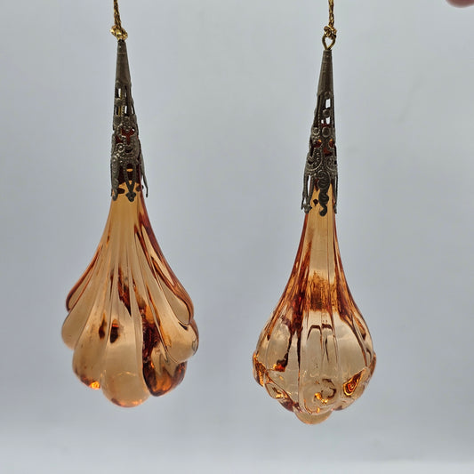 Amber Resin With Brass Ornament-Set Of 2