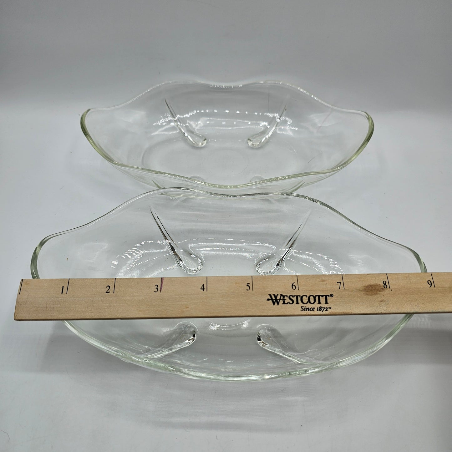 Swedish Modern by Anchor Hocking Clear Glass Bowl with Teardrop Pedestal Feet - Set of 2