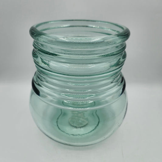 Large Recycled Glass Vase /Candle Holder or Ornament Display with Ribbed Top