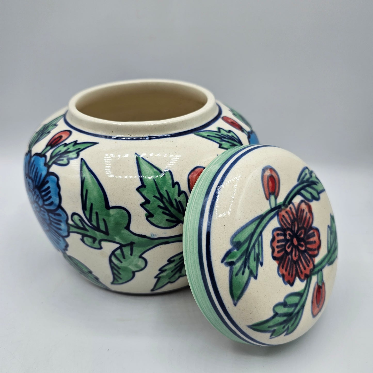 Large Floral Ginger Jar / Cookie Jar with Lid