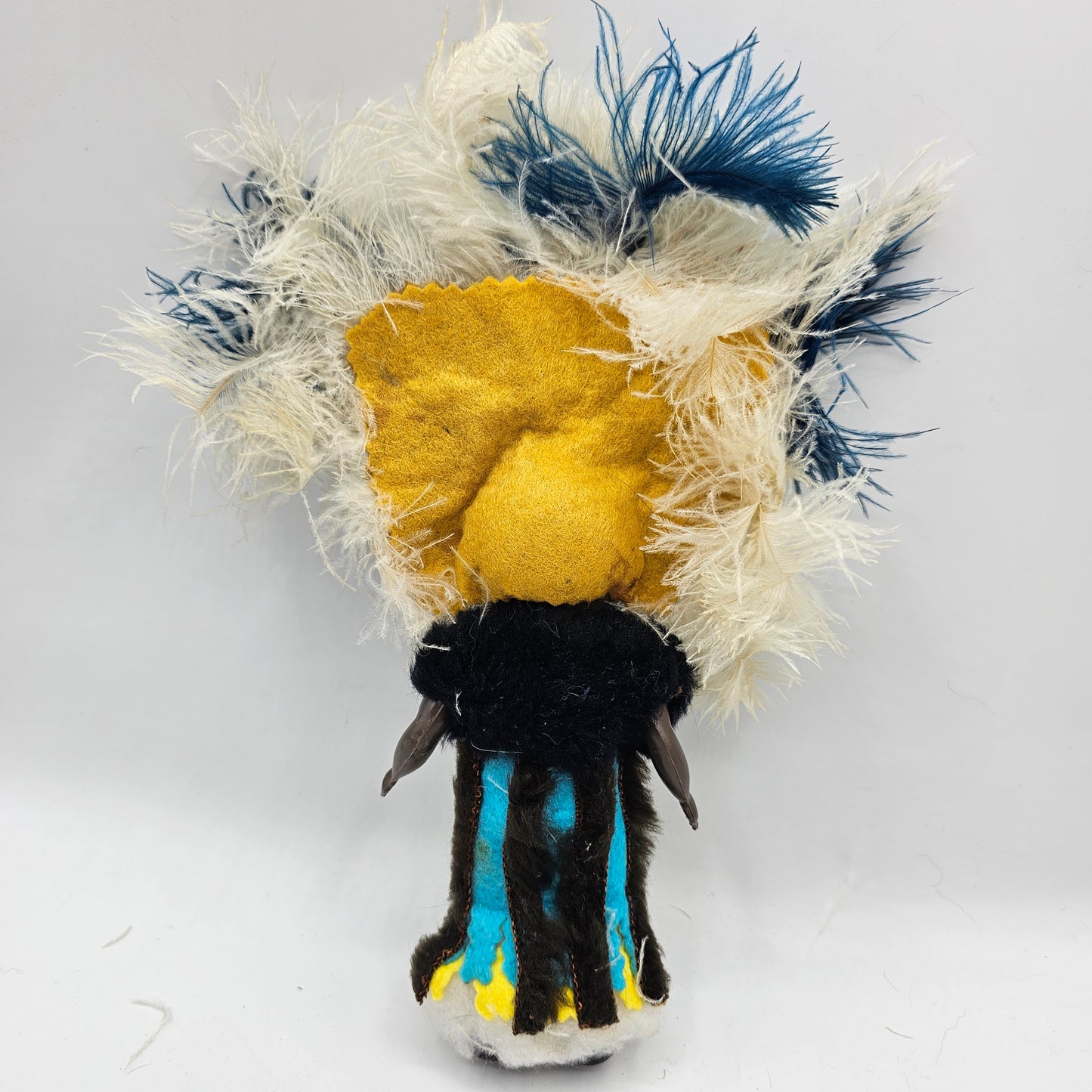 Vintage African Tribal Doll with Beaded Feathered Costume
