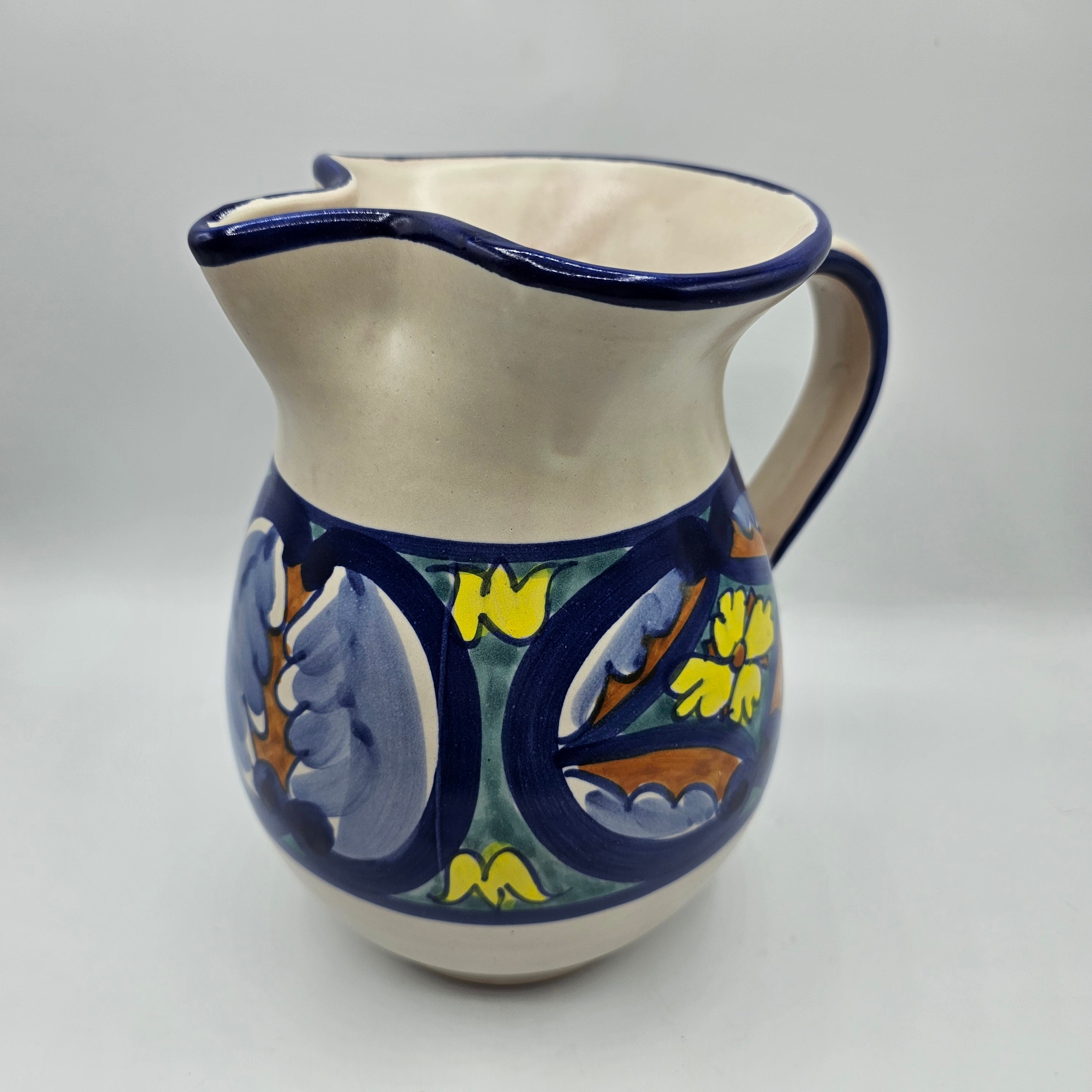 Hand Painted Ceramic Pitcher with Ice Lip - Made in Italy – Thrifting Vegas