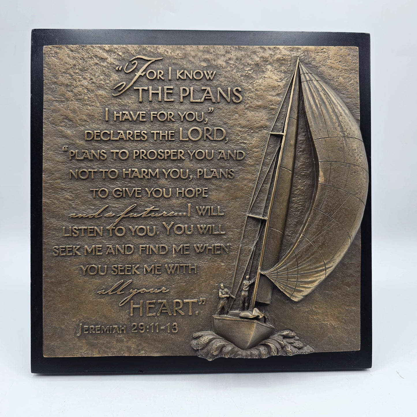 Inspirational Christian Bible Verse Plaque with Sailboat by Moments of Faith - Jeremiah 29
