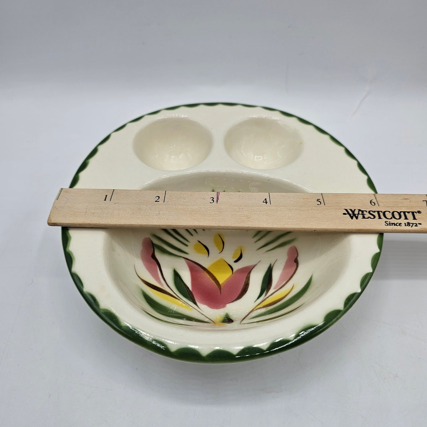 Vintage Soft Cooked Egg Dish - Signed with Hand Painted Flowers