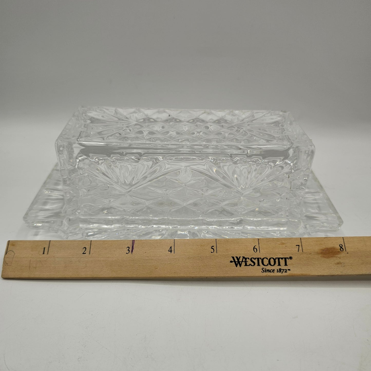 Vintage Covered / Lidded Crystal Butter Dish by Shannon Crystal of Ireland