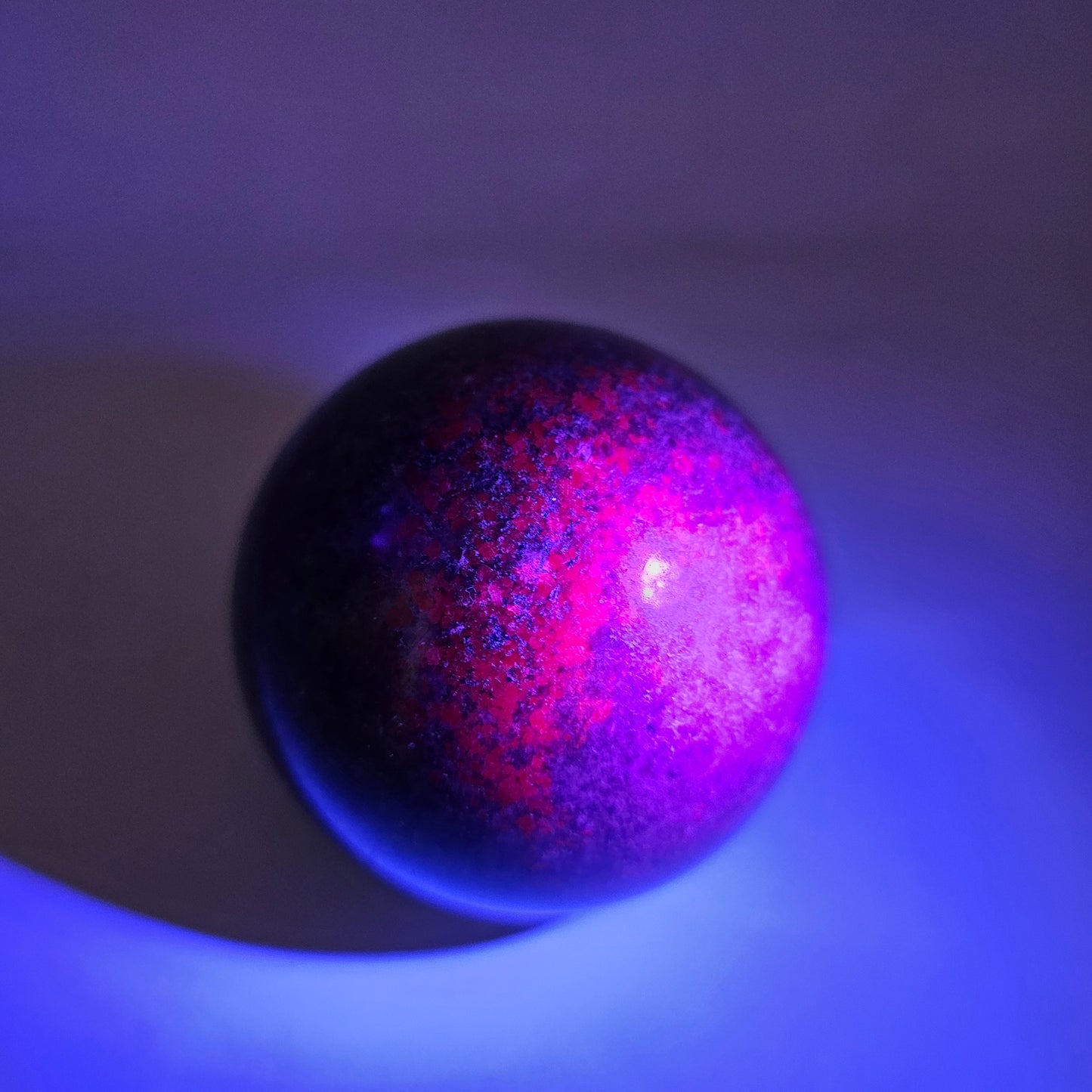 UV Reactive Ruby in Kyanite Orb or Sphere for Reiki Healing (glows under black light)