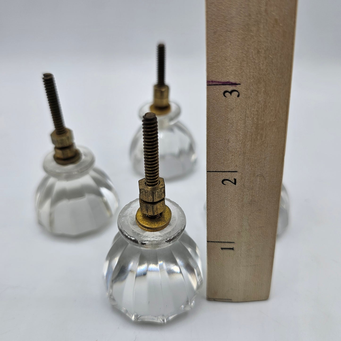 Vintage Faceted Glass Knobs Handles for Drawers -Set of 4