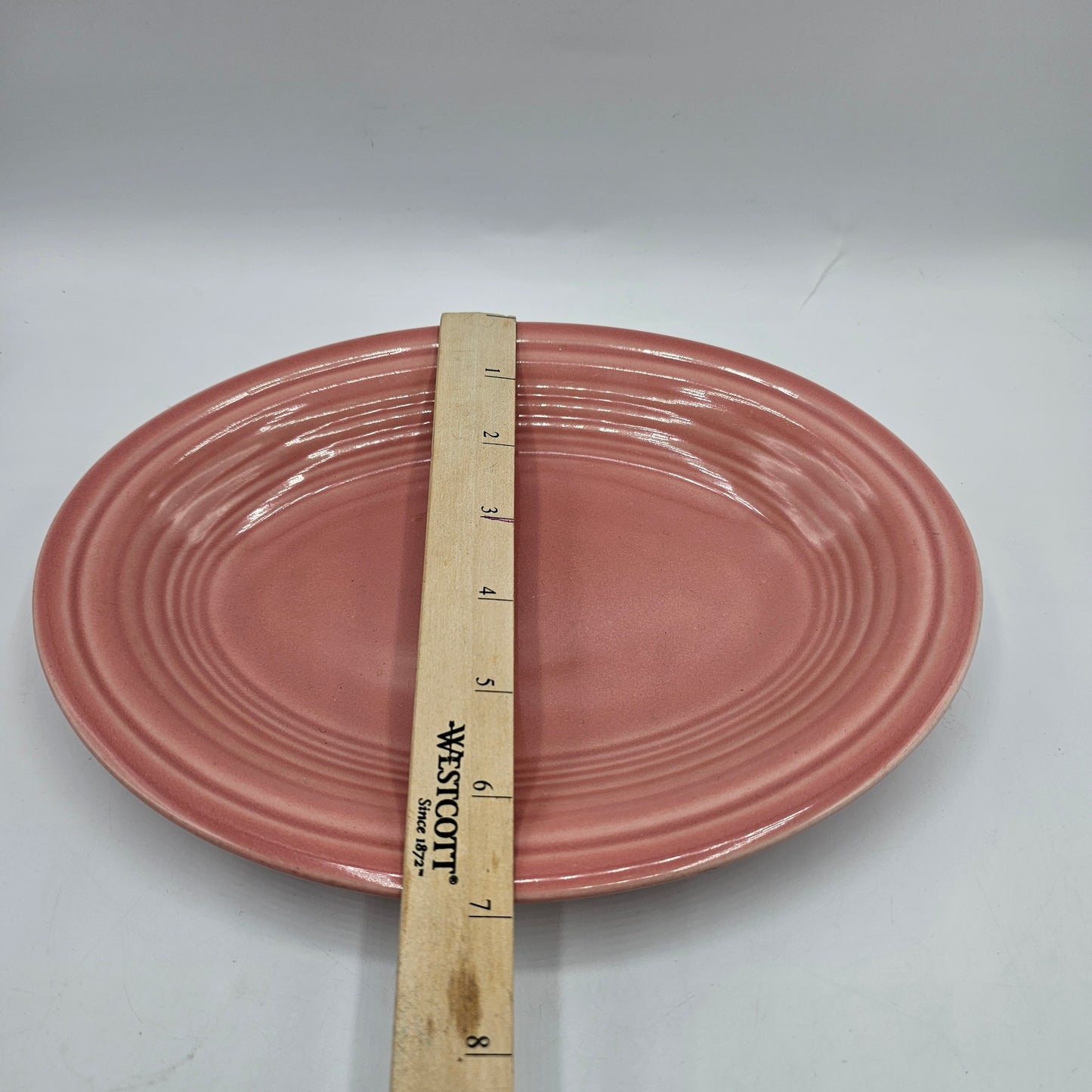 1950's Pink Fiestaware Oval Platter 9.5" x 7" (manufacturer bubble flaw)