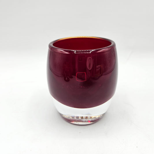 Crate & Barrel Diva Red Glass Votive Candle Holder - Made in Poland -  3" Tall