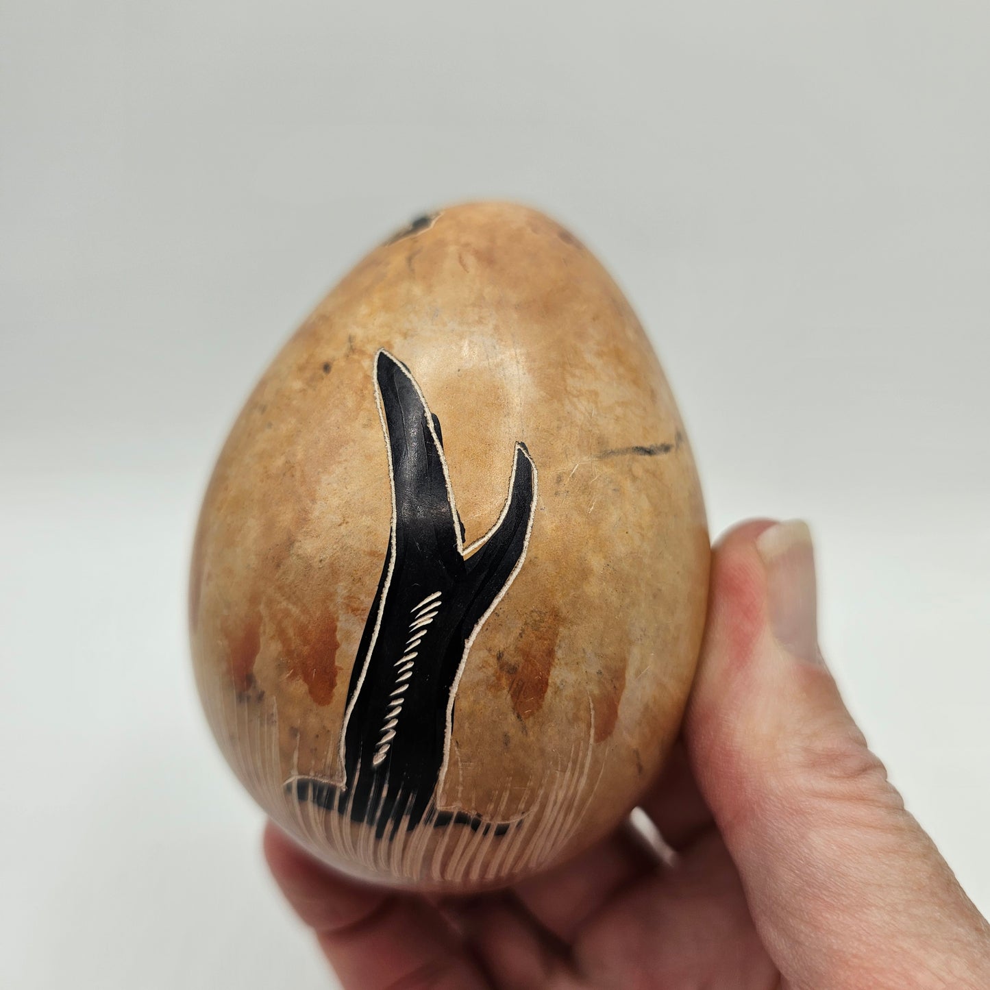 Carved Pink Soapstone Egg with Giraffe - Made in Kenya