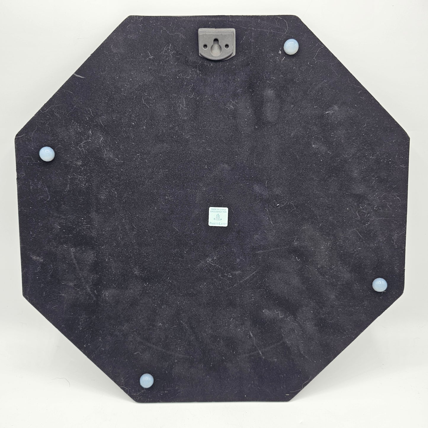 PartyLite Hexagonal Mosaic Glass Framed Wall Mirror / Vanity Tray 11" Diameter **damage noted**