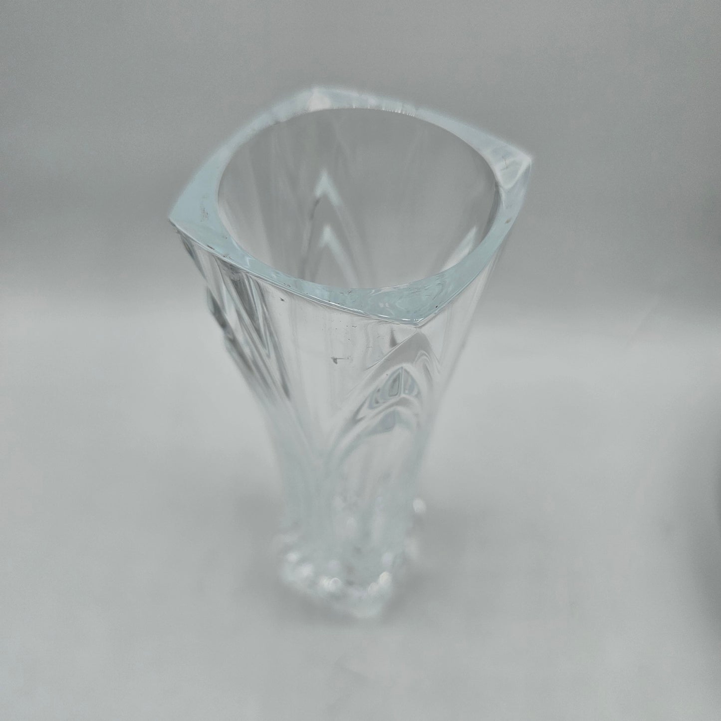 Crystal Bud Vase with Pulled Curtain Design and Flared Top