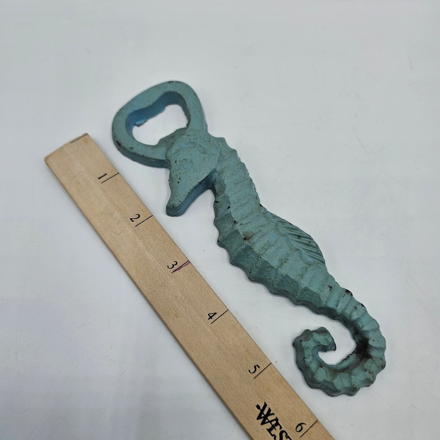 Turquiose Cast Iron Sea Horse Bottle Opener