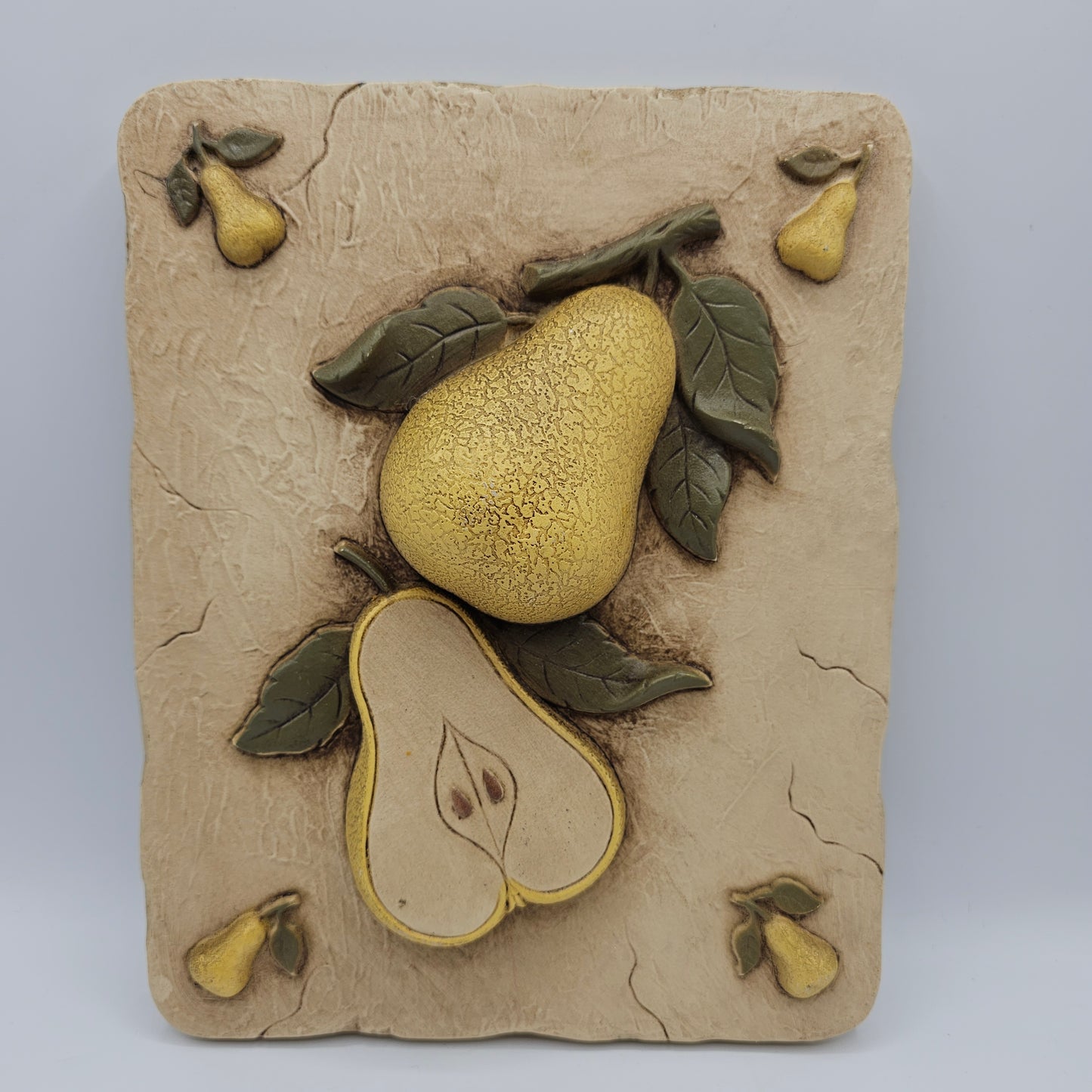 Vintage Apple and Pear Fruit Wall Plaques by Home Interiors "Homco"