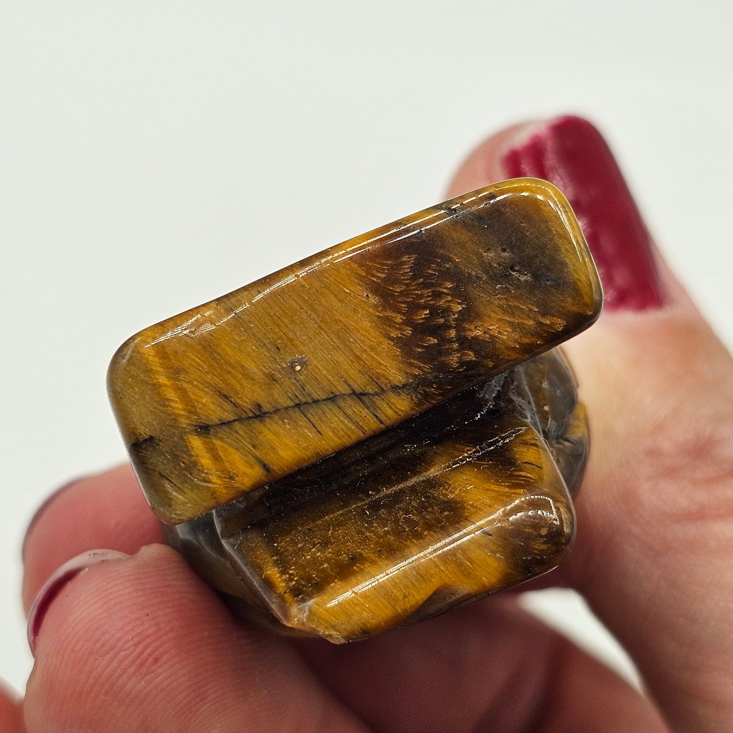 Tigers Eye Carved Stone Owl Fetish Animal