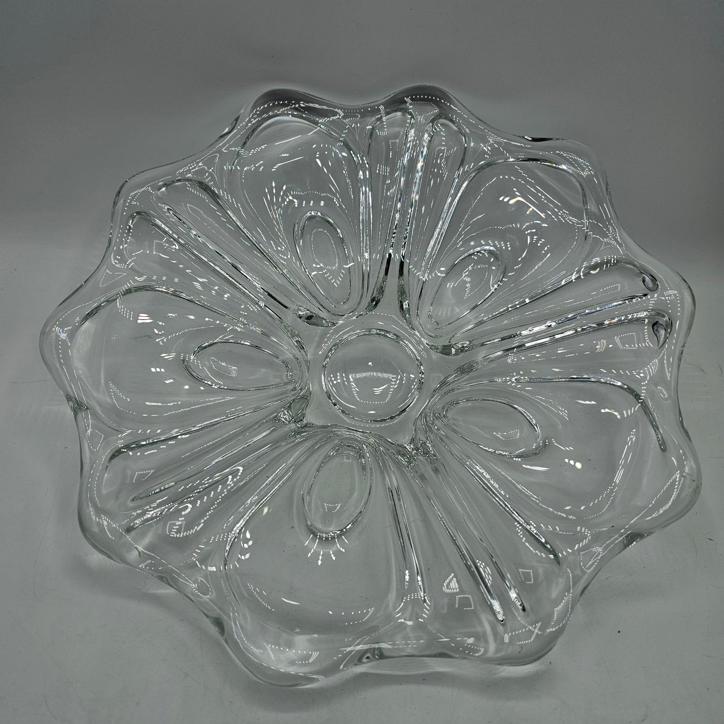 Vintage LUX Glass Floral Serving Platter Made in Austria