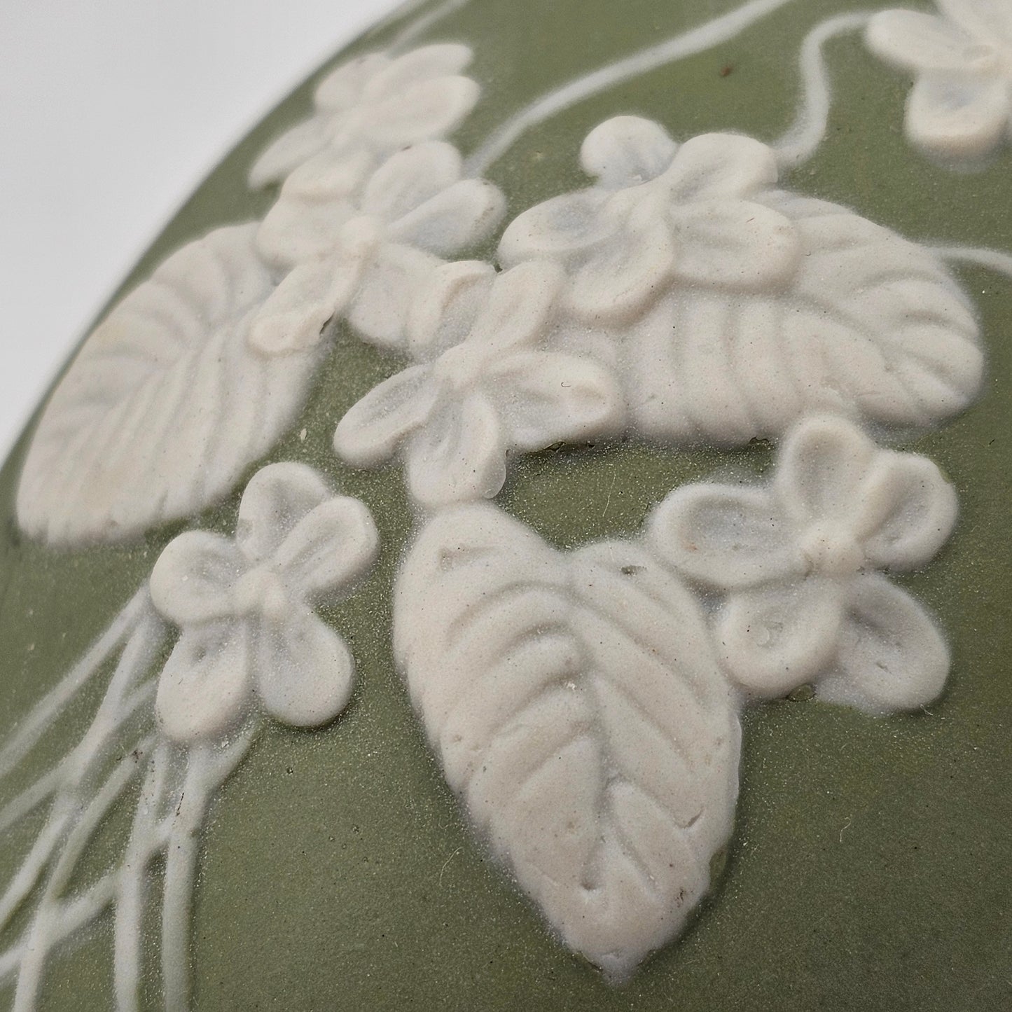 1975 Bell Ceramics Egg Trinket Box - Hand Painted Mold in Wedgewood Jasperware Style