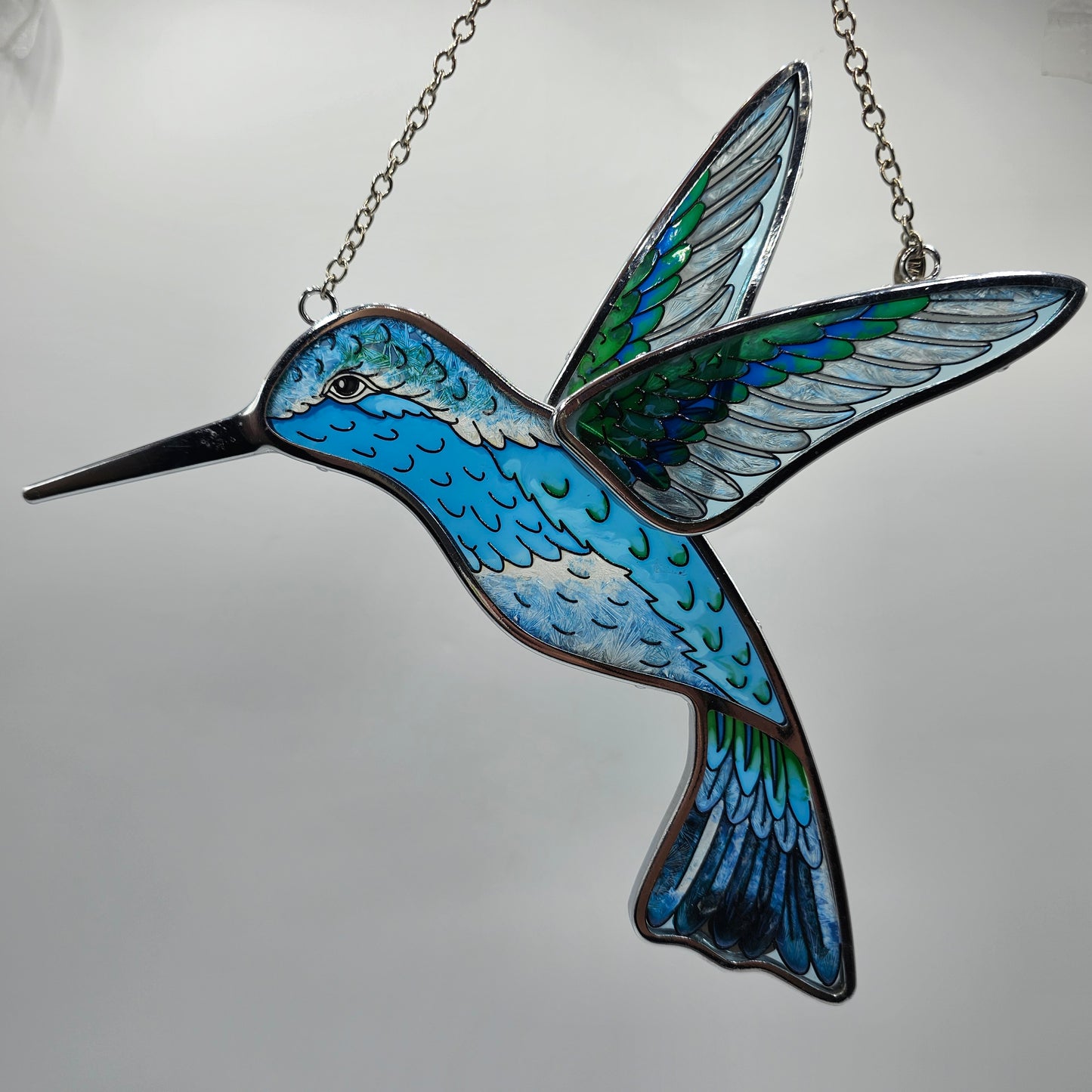 Amia Handpainted Glass Hummingbird Suncatcher with Chain and Ring for Hanging