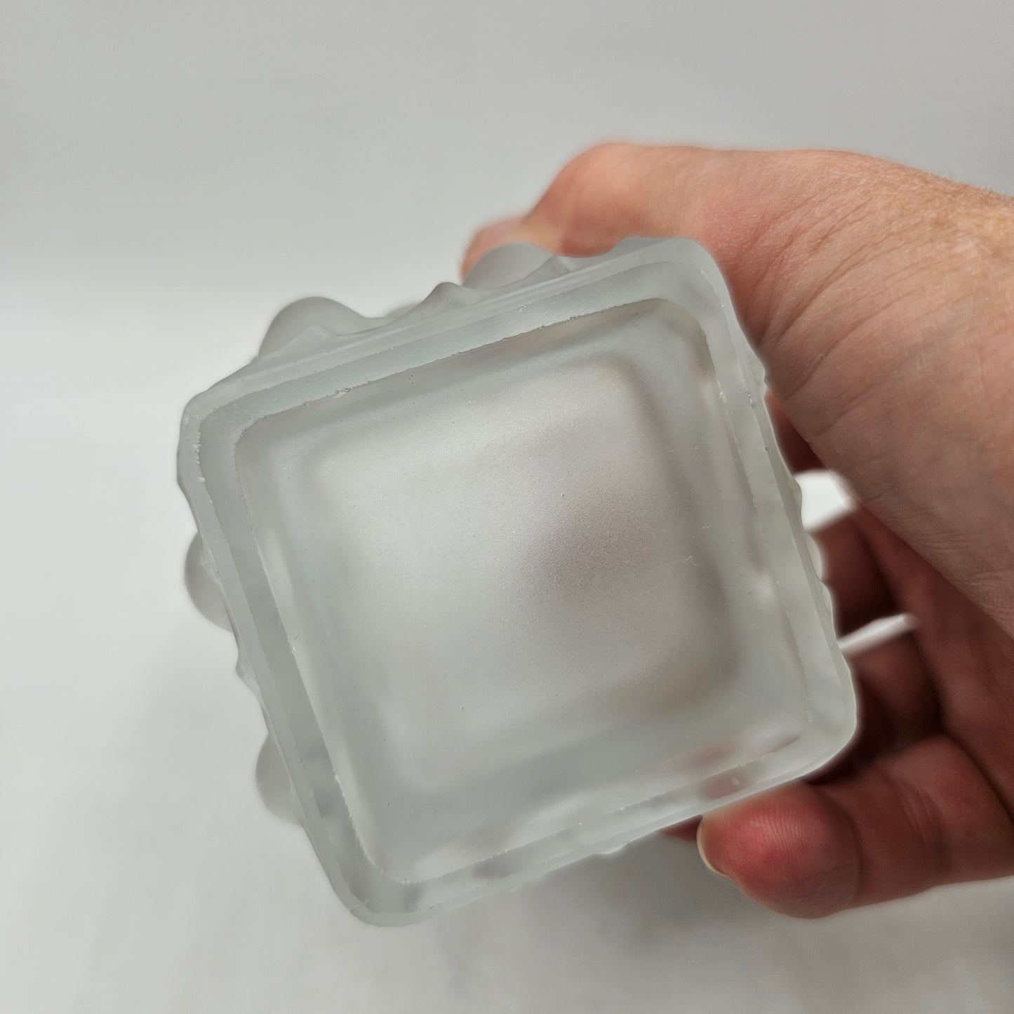 Weil Crystal Czechoslovakia Frosted Glass Candle Holder / Toothpick Holder - 3" tall