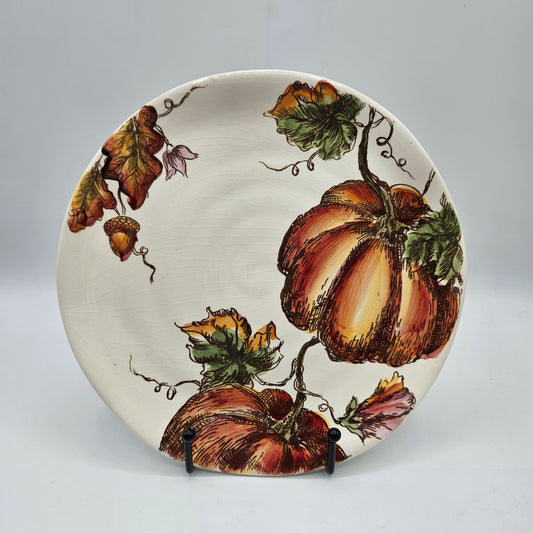MaxCera Pumpkin Sketch 8" Candle Plate (with natural crazing)