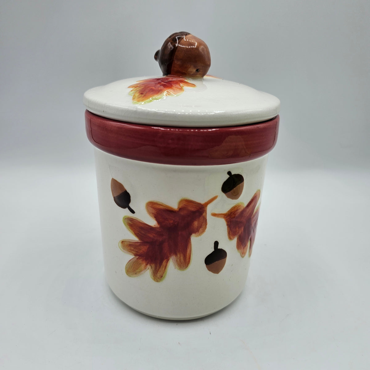 Fall Candle - Acorn and Oak Leaf Ceramic Lidded Canister