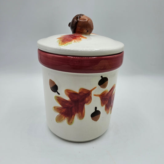 Fall Candle - Acorn and Oak Leaf Ceramic Lidded Canister