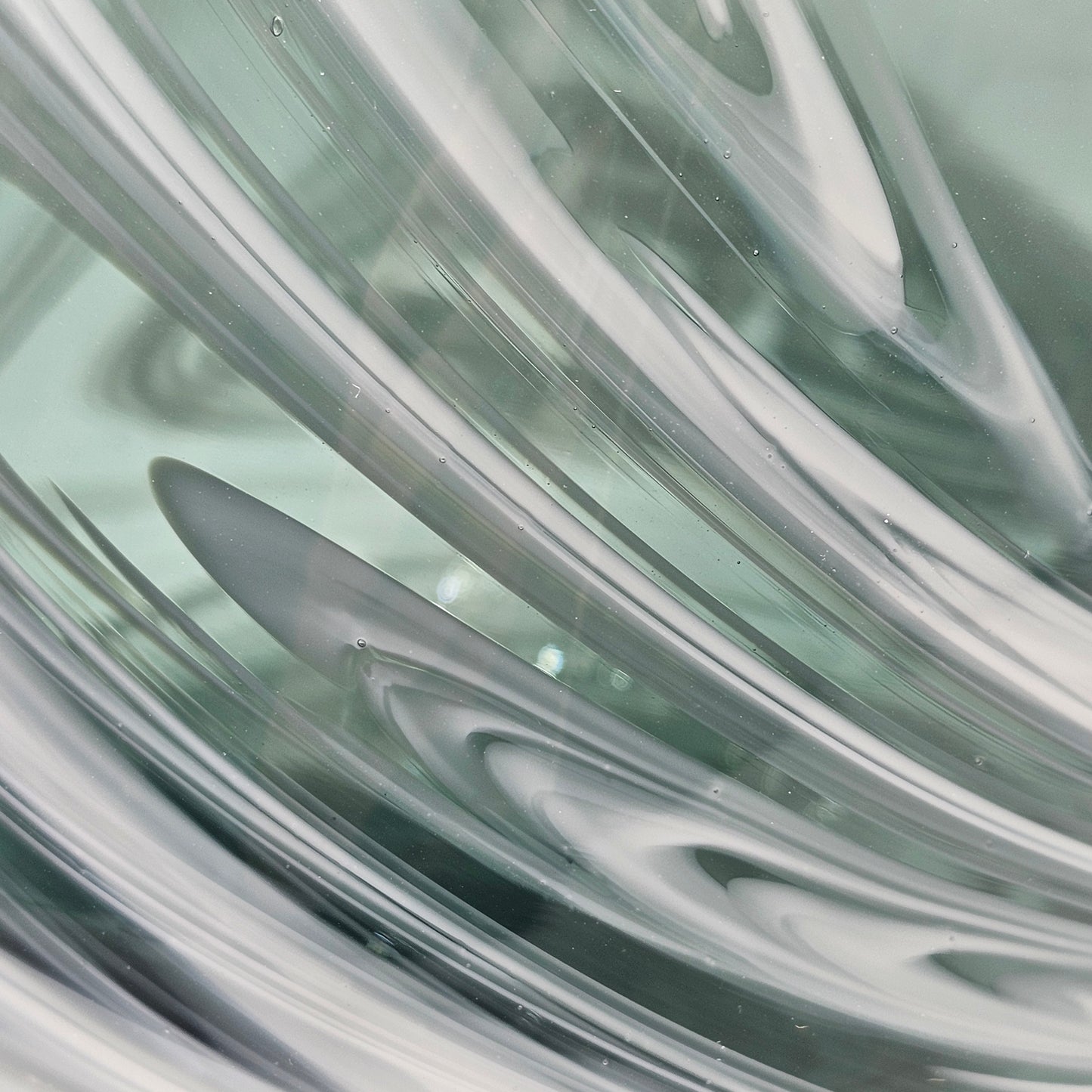 Hand Blown Glass Vase by Iina Vuorivirta for Ikea Blue Grey White Marble Swirl