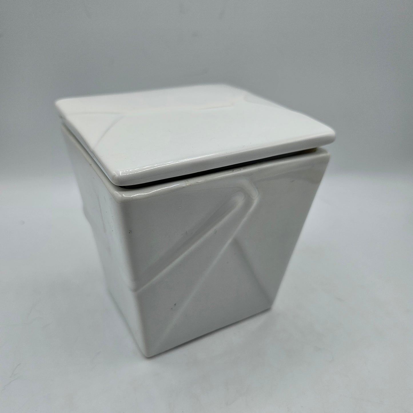 White Ceramic Chinese Take Out Style Lidded Canister